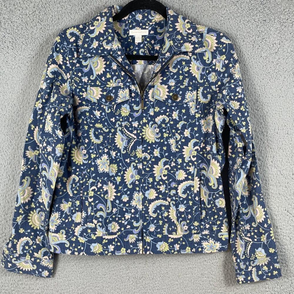 Charter Club Women's Size S Floral Zip Up Jacket
